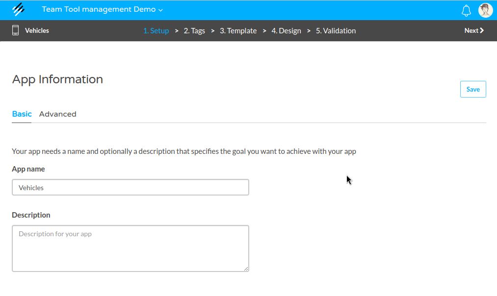 Application setup