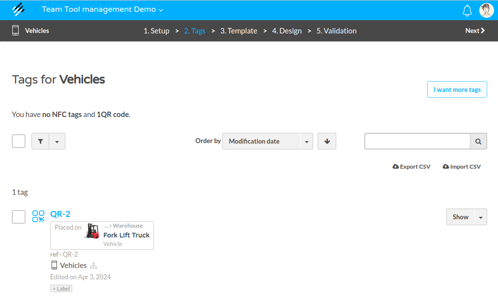 Application tags